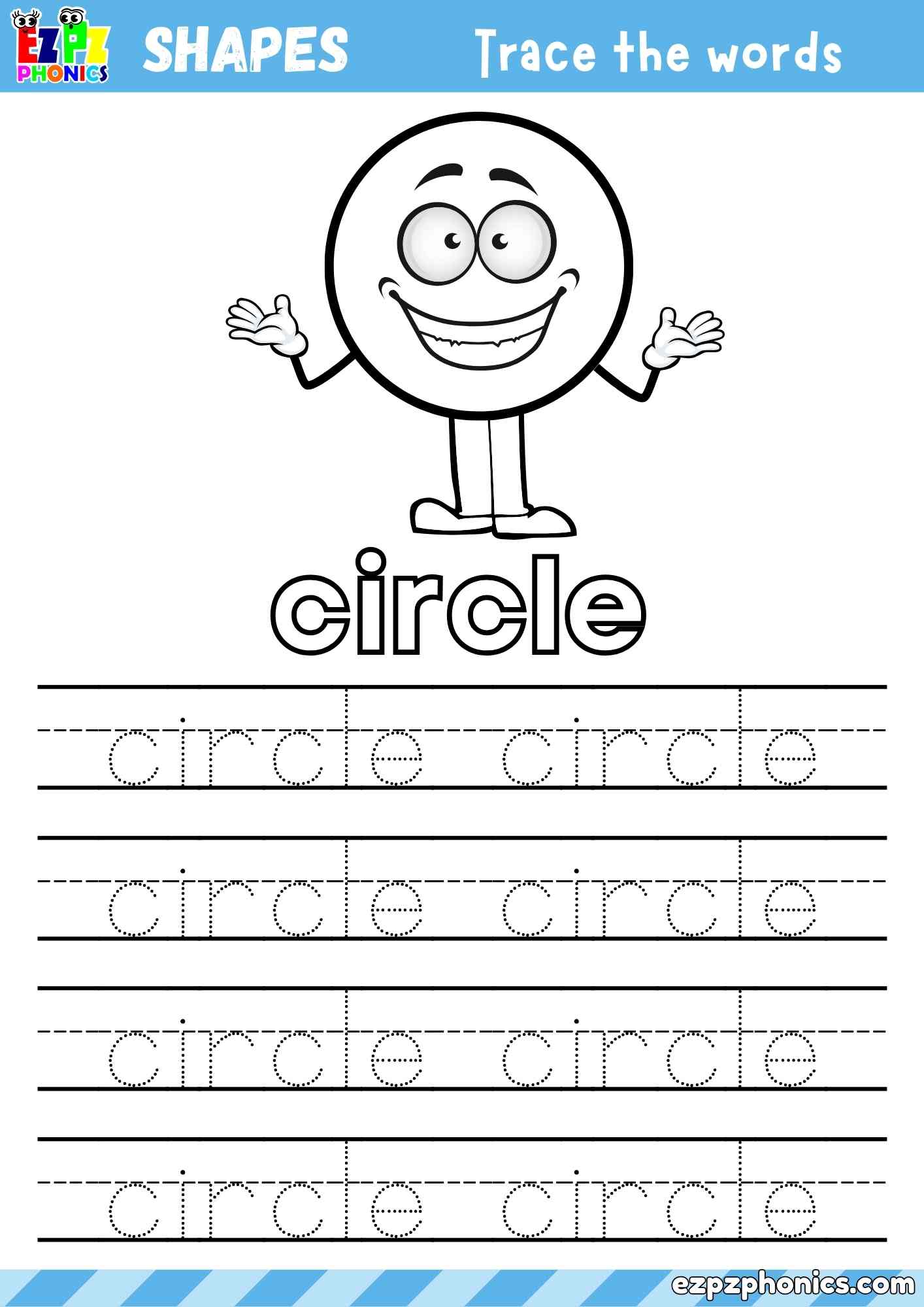  Circle Shape - Color the Shape and Trace Words Activity